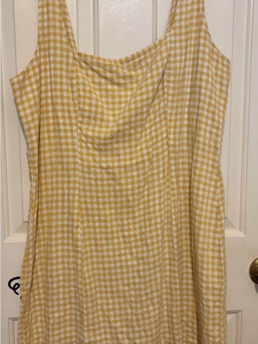 Old Navy Yellow and White Gingham Cowl Neck Camisole